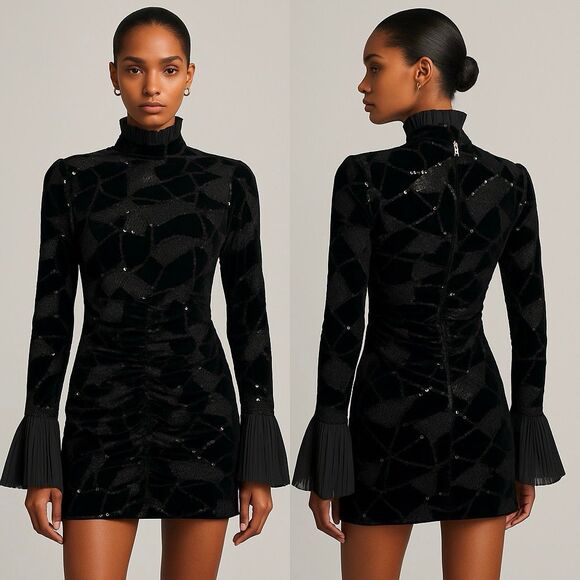 Rotate Birger Christensen Miki Sequin Mini Dress 4 Party Celebration Whimsigoth - Picture 5 of 16